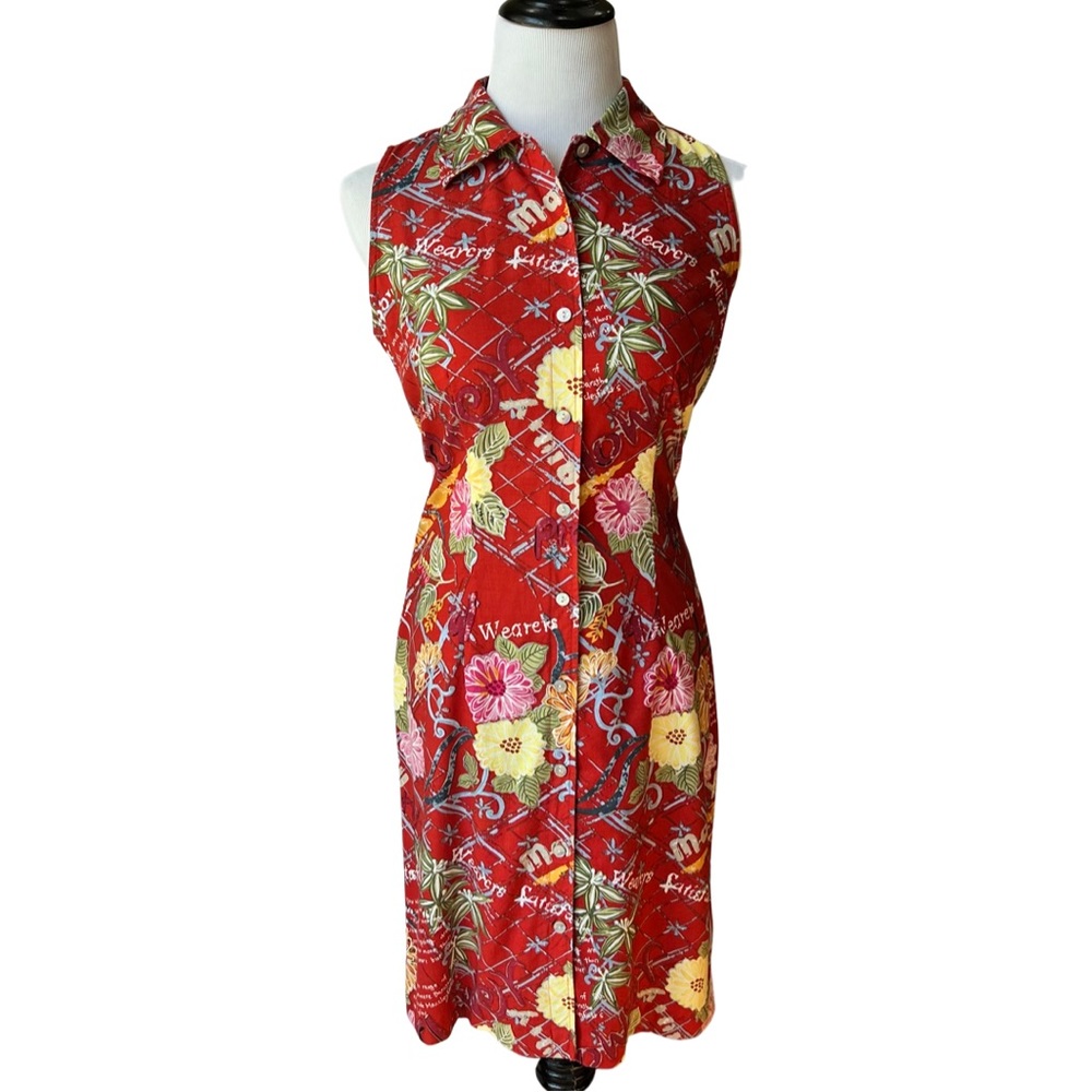 Vintage Expressions Hawaiian Tropical Floral Midi Dress